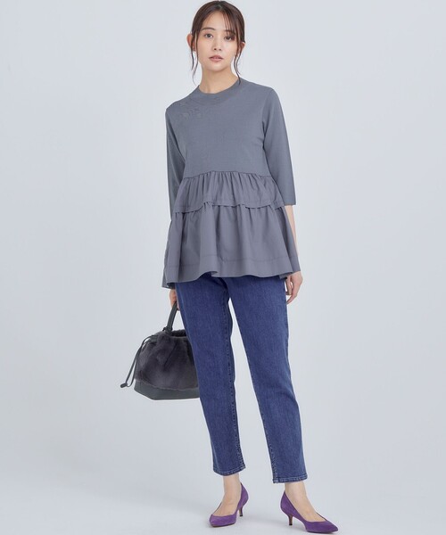 【セール】ブラウスコンビ ティアードニット（ニット/セーター）｜組曲（クミキョク）