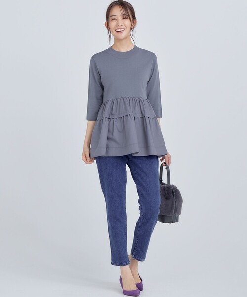 【セール】ブラウスコンビ ティアードニット（ニット/セーター）｜組曲（クミキョク）