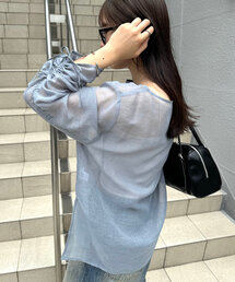 mystic | シアー袖ドロストプルオーバー(シャツ/ブラウス)