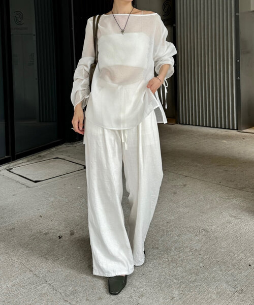 mystic ドットティアードプルオーバー　ホワイト　ドット mystic tシャツ ドットティアードプルオーバー レディース