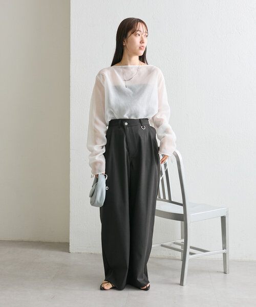 mystic（ミスティック）の「シアー袖ドロストプルオーバー（シャツ/ブラウス・レディース・カーキ/ブラック/ブルー/オフホワイト・FREE）」の15枚目の写真