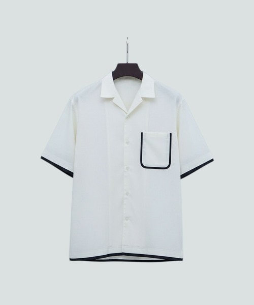 UNITED TOKYO(ユナイテッドトウキョウ)の「【残りわずか】SUMMER WOOL レイヤードシャツ |防臭性/吸湿性/ムレ防止/肌離れ/洗濯機可能(シャツ/ブラウス・メンズ・ブラック/オフホワイト/ライトブルーグレー・1/2)」の1枚目の写真