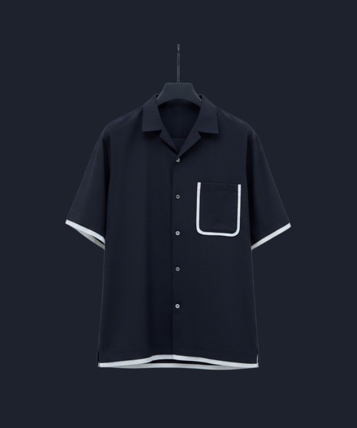 UNITED TOKYO(ユナイテッドトウキョウ)の「【残りわずか】SUMMER WOOL レイヤードシャツ |防臭性/吸湿性/ムレ防止/肌離れ/洗濯機可能(シャツ/ブラウス・メンズ・ブラック/オフホワイト/ライトブルーグレー・1/2)」の2枚目の写真