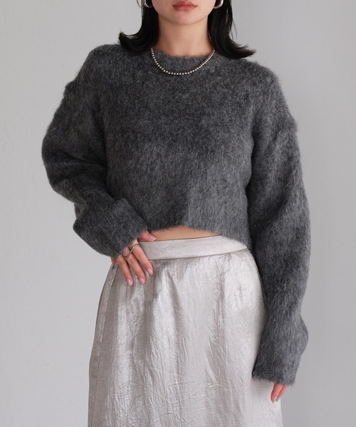 ❤️25新作 新品♡ SelfPortrait グレーニットトップス♡　E56 モヘヤタッチビッグニットトップス[k9259d] | レディース