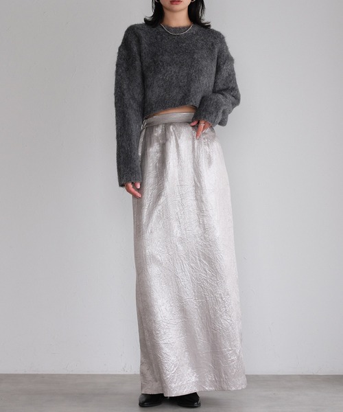 r.（アールドット）の「モヘアタッチニット　クロップドプルオーバー（ニット/セーター・レディース・チャコールグレー/アイボリー/グリーン/レッド/モカ/イエロー・FREE）」の11枚目の写真