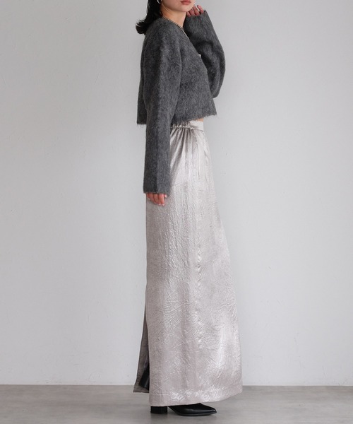 r.（アールドット）の「モヘアタッチニット　クロップドプルオーバー（ニット/セーター・レディース・チャコールグレー/アイボリー/グリーン/レッド/モカ/イエロー・FREE）」の12枚目の写真