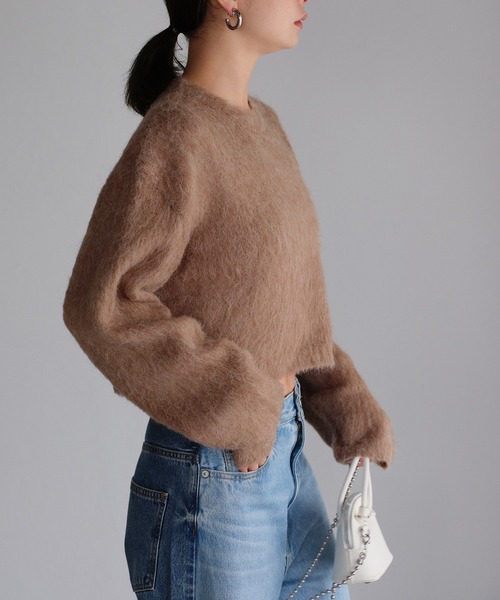 r.（アールドット）の「モヘアタッチニット　クロップドプルオーバー（ニット/セーター・レディース・チャコールグレー/アイボリー/グリーン/レッド/モカ/イエロー・FREE）」の17枚目の写真