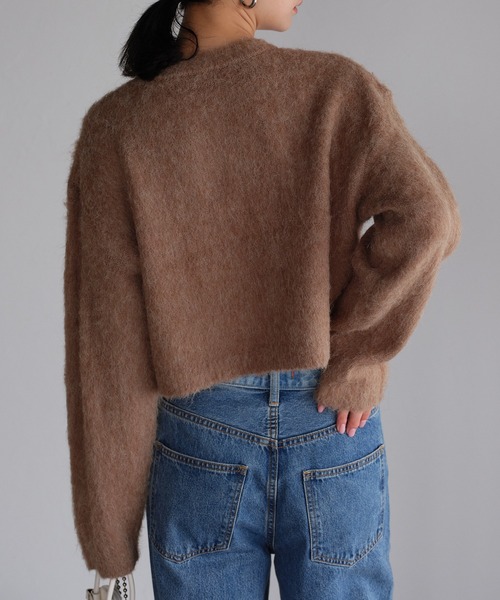 r.（アールドット）の「モヘアタッチニット　クロップドプルオーバー（ニット/セーター・レディース・チャコールグレー/アイボリー/グリーン/レッド/モカ/イエロー・FREE）」の18枚目の写真