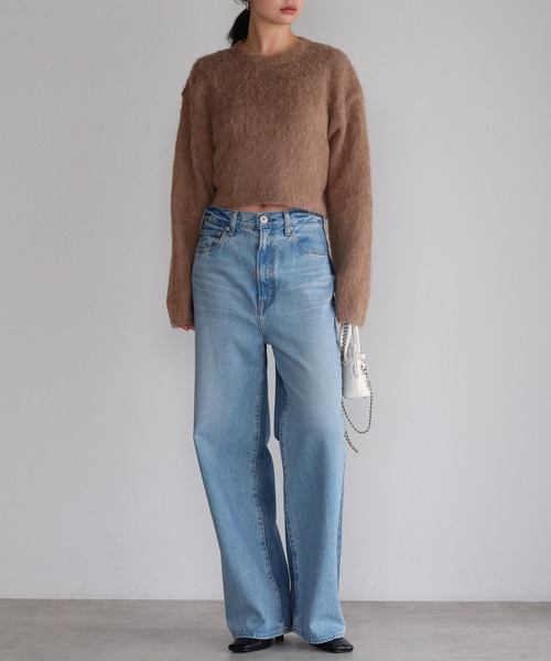 r.（アールドット）の「モヘアタッチニット　クロップドプルオーバー（ニット/セーター・レディース・チャコールグレー/アイボリー/グリーン/レッド/モカ/イエロー・FREE）」の19枚目の写真