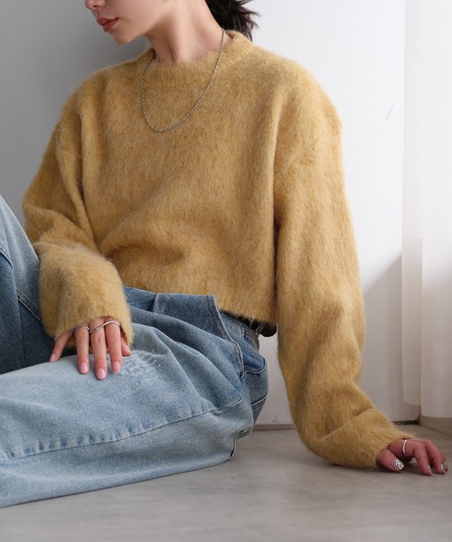 モヘアタッチニット クロップドプルオーバー（ニット/セーター