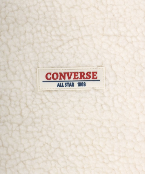 CONVERSE（コンバース）の「CONVERSE（コンバース）ボアフリース フードジャケットブルゾン レディース/ボアアウター/ジップパーカー（マウンテンパーカー・レディース・ベージュ/アイボリー/ブラック/ブルーグレー・M/L）」の9枚目の写真