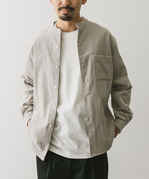 URBAN RESEARCH DOORS（アーバンリサーチドアーズ）の「『UR TECH』コーデュロイバンドカラーシャツ（シャツ/ブラウス・メンズ・オフホワイト/ブルー系その他/グリーン系その他/ブラック・SMALL/LARGE/MEDIUM/X-LARGE）」の8枚目の写真