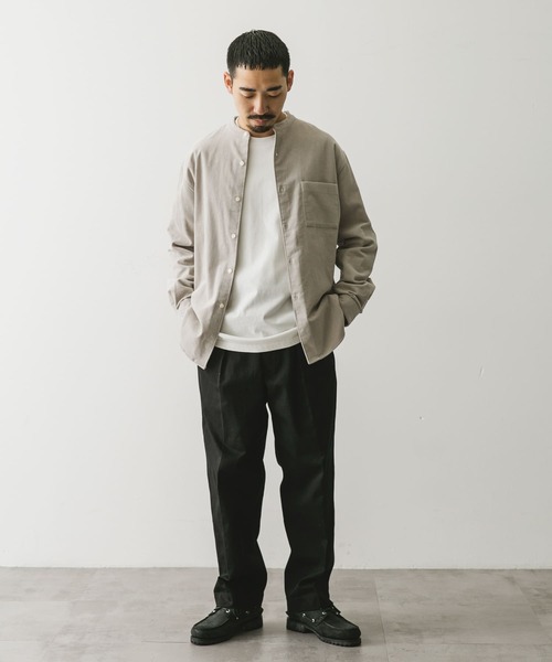 URBAN RESEARCH DOORS（アーバンリサーチドアーズ）の「『UR TECH』コーデュロイバンドカラーシャツ（シャツ/ブラウス・メンズ・オフホワイト/ブルー系その他/グリーン系その他/ブラック・SMALL/LARGE/MEDIUM/X-LARGE）」の10枚目の写真