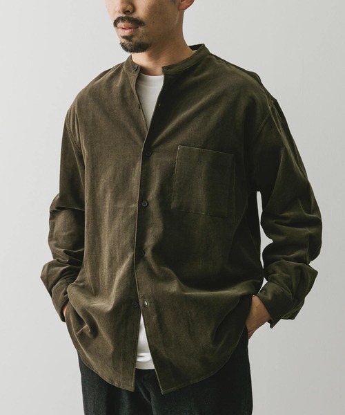 URBAN RESEARCH DOORS（アーバンリサーチドアーズ）の「『UR TECH』コーデュロイバンドカラーシャツ（シャツ/ブラウス・メンズ・オフホワイト/ブルー系その他/グリーン系その他/ブラック・SMALL/LARGE/MEDIUM/X-LARGE）」の12枚目の写真