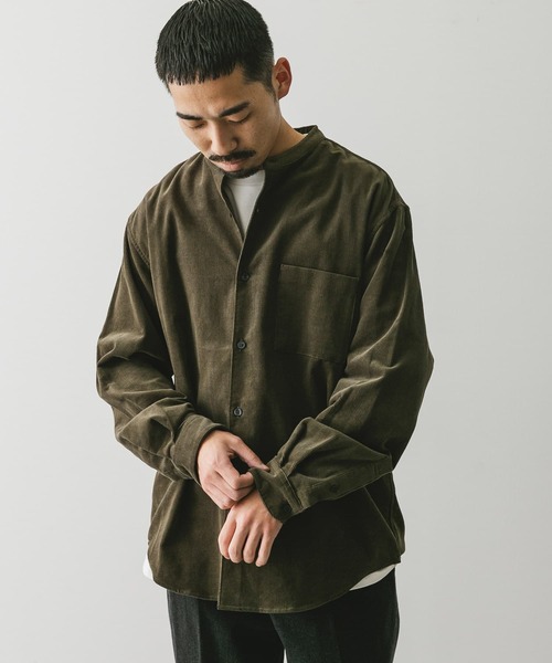 URBAN RESEARCH DOORS（アーバンリサーチドアーズ）の「『UR TECH』コーデュロイバンドカラーシャツ（シャツ/ブラウス・メンズ・オフホワイト/ブルー系その他/グリーン系その他/ブラック・SMALL/LARGE/MEDIUM/X-LARGE）」の14枚目の写真