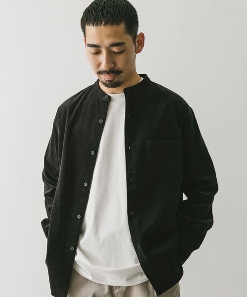 URBAN RESEARCH DOORS（アーバンリサーチドアーズ）の「『UR TECH』コーデュロイバンドカラーシャツ（シャツ/ブラウス・メンズ・オフホワイト/ブルー系その他/グリーン系その他/ブラック・SMALL/LARGE/MEDIUM/X-LARGE）」の20枚目の写真