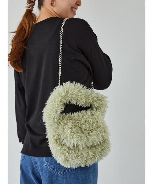 Lugnoncure（ルノンキュール）の「チェーン付フェイクファーバッグ（ハンドバッグ・レディース・ブラウン/オフホワイト/グリーン・F）」の12枚目の写真