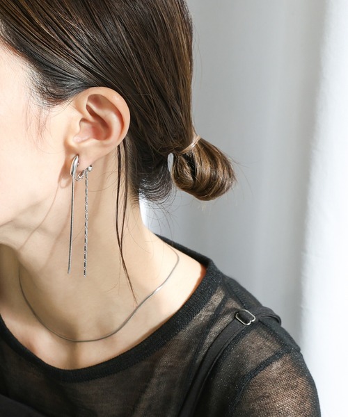 select MOCA（セレクトモカ）の「ダブルラインチェーンロングイヤリング（イヤリング・レディース・シルバー/ゴールド・FREE）」の9枚目の写真