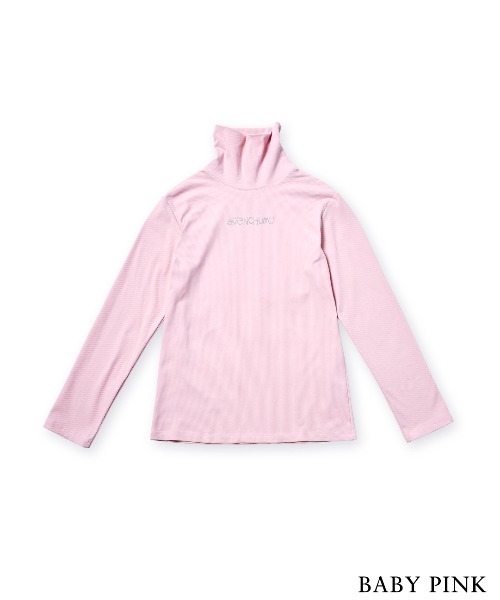 AVENCHUMU(アバンチュウム)の「Studs logo high neck tops(Tシャツ/カットソー・レディース・ブラック/ピンク/ベビーピンク・FREE)」の3枚目の写真