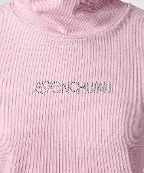 AVENCHUMU Studs logo high neck tops ピンク