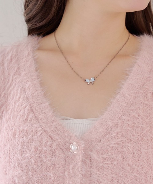 Another Branch olive des olive（アナザーブランチオリーブデオリーブ）の「ラメフェザーVネックカーディガン（カーディガン/ボレロ・レディース・アイボリー/ブラック/ピンク/ベージュ・FREE）」の8枚目の写真