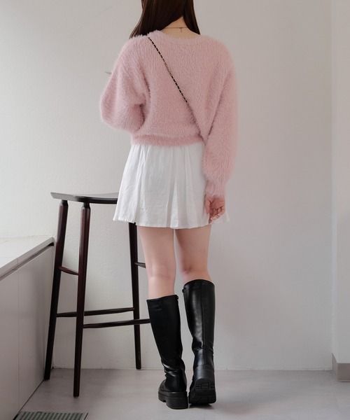 Another Branch olive des olive（アナザーブランチオリーブデオリーブ）の「ラメフェザーVネックカーディガン（カーディガン/ボレロ・レディース・アイボリー/ブラック/ピンク/ベージュ・FREE）」の21枚目の写真