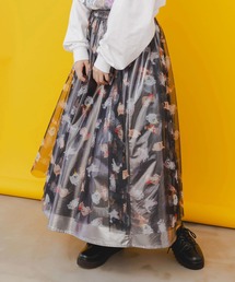 ScoLar（スカラー）の「ScoLar/スカラー　チュール重ね光沢SK（スカート・レディース）」