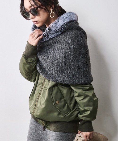 CHIC STYLE(シックスタイル)の「フェイクファー付マントニット <大きいサイズ有>シックスタイル (ニット/セーター・レディース・グレー/モカ・3L/LL/L/M/5L/4L)」の15枚目の写真