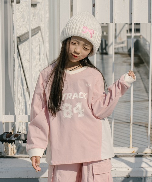 URBAN CHERRY（アーバンチェリー）の「【U.TRACK】ナンバリングレーシング切り替えプルオーバー（その他トップス・キッズ・ピンク/ブルー/ブラック・110cm/140cm/130cm/120cm/150cm）」の20枚目の写真