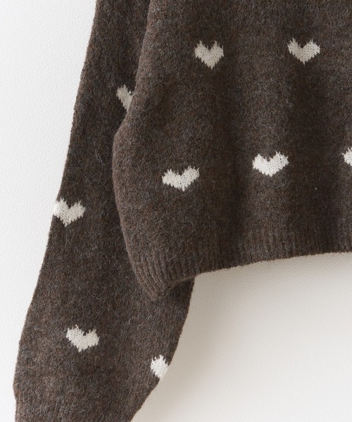 ROOPTOKYO(ループトウキョウ)の「ハート柄 クロップド丈 ニットプルオーバー(ニット/セーター・レディース・ホワイト/ブラウン/ピンク/グレー・FREE)」の16枚目の写真