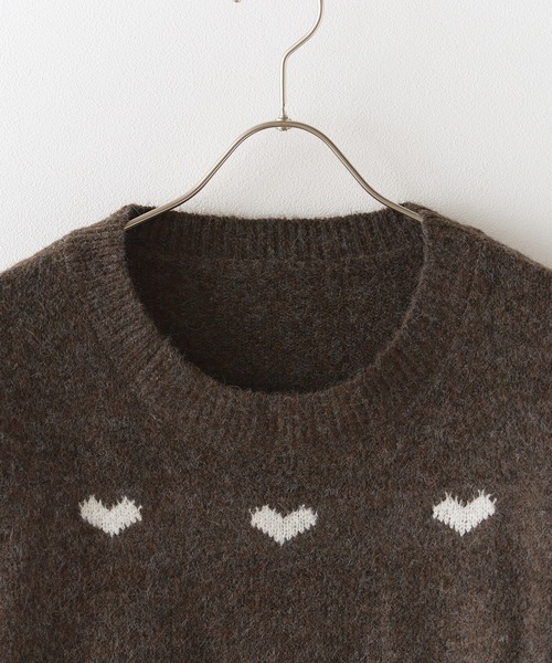 ROOPTOKYO(ループトウキョウ)の「ハート柄 クロップド丈 ニットプルオーバー(ニット/セーター・レディース・ホワイト/ブラウン/ピンク/グレー・FREE)」の14枚目の写真