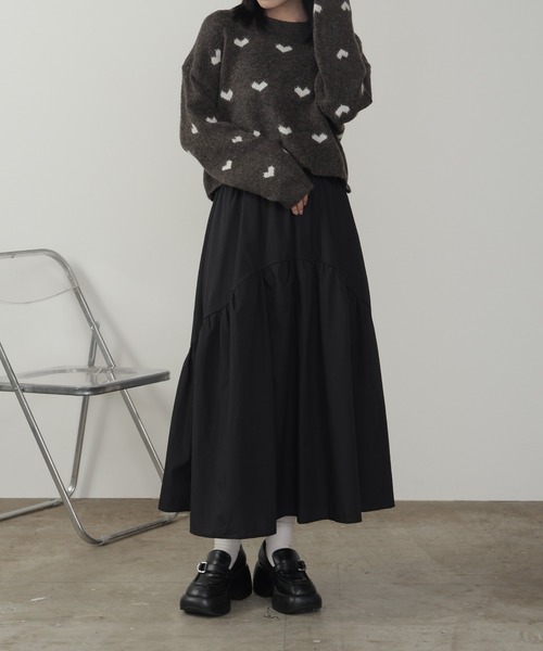 ROOPTOKYO(ループトウキョウ)の「ハート柄 クロップド丈 ニットプルオーバー(ニット/セーター・レディース・ホワイト/ブラウン/ピンク/グレー・FREE)」の7枚目の写真