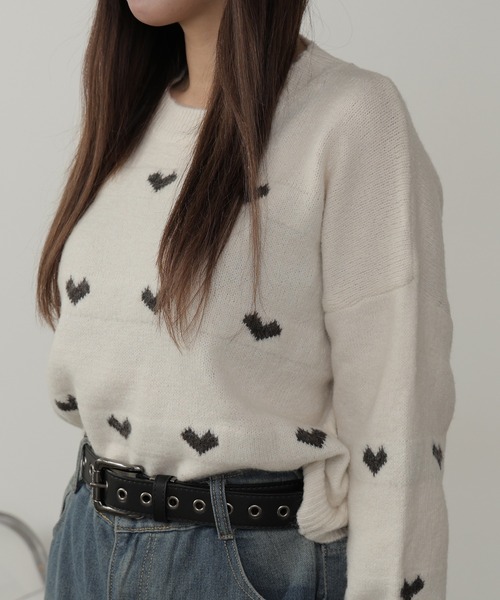 ROOPTOKYO(ループトウキョウ)の「ハート柄 クロップド丈 ニットプルオーバー(ニット/セーター・レディース・ホワイト/ブラウン/ピンク/グレー・FREE)」の19枚目の写真