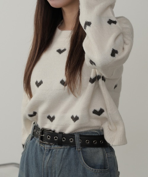 ROOPTOKYO(ループトウキョウ)の「ハート柄 クロップド丈 ニットプルオーバー(ニット/セーター・レディース・ホワイト/ブラウン/ピンク/グレー・FREE)」の20枚目の写真