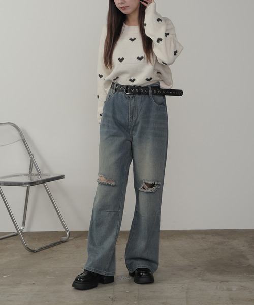 ROOPTOKYO(ループトウキョウ)の「ハート柄 クロップド丈 ニットプルオーバー(ニット/セーター・レディース・ホワイト/ブラウン/ピンク/グレー・FREE)」の21枚目の写真