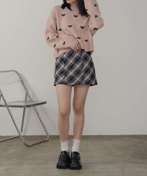 ROOPTOKYO(ループトウキョウ)の「ハート柄 クロップド丈 ニットプルオーバー(ニット/セーター・レディース・ホワイト/ブラウン/ピンク/グレー・FREE)」の12枚目の写真