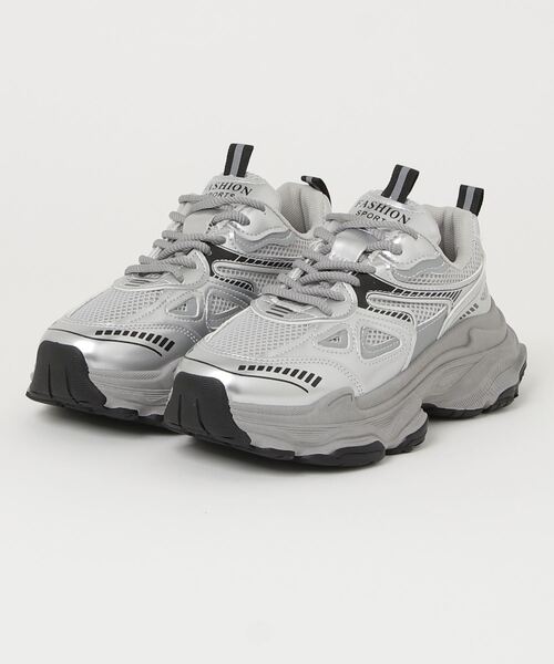 Per sist ence(パーシエンス)の「厚底ダッドスニーカー(スニーカー・レディース・ホワイト/シルバー・MEDIUM/LARGE)」の2枚目の写真