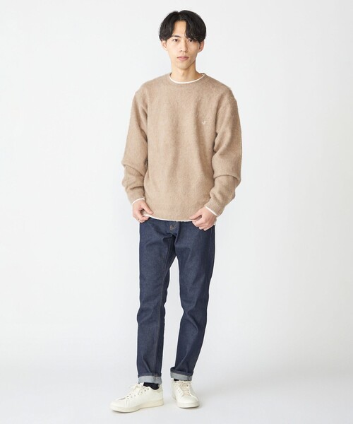 SHIPS(シップス)の「【WEB限定】SHIPS: ワンポイント ロゴ フラッフィ シャギー クルーネック ニット(ニット/セーター・メンズ・ブラック/グレー/ベージュ/ライトブルー・SMALL/MEDIUM/LARGE/X-LARGE)」の7枚目の写真