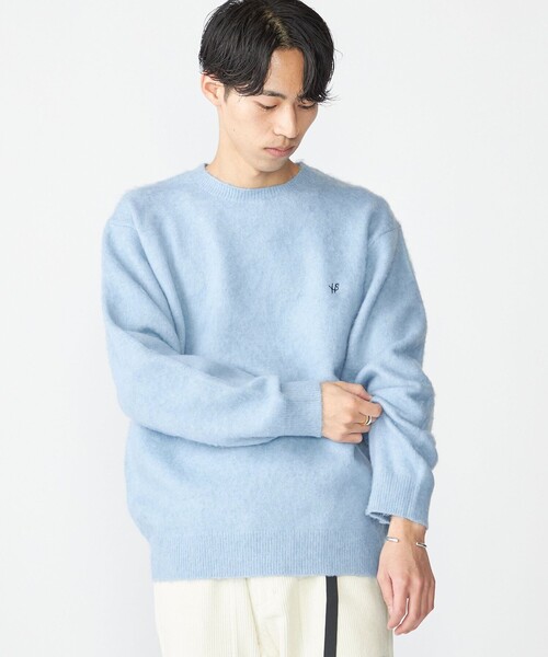 SHIPS(シップス)の「【WEB限定】SHIPS: ワンポイント ロゴ フラッフィ シャギー クルーネック ニット(ニット/セーター・メンズ・ブラック/グレー/ベージュ/ライトブルー・SMALL/MEDIUM/LARGE/X-LARGE)」の13枚目の写真