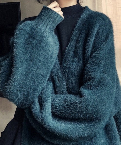 SpRay(スプレイ)の「シャギーロングカーディガン(カーディガン/ボレロ・レディース・オリーブ/アイボリー/ブラック/チャコールグレー/ブルー/ボルドー・FREE)」の12枚目の写真