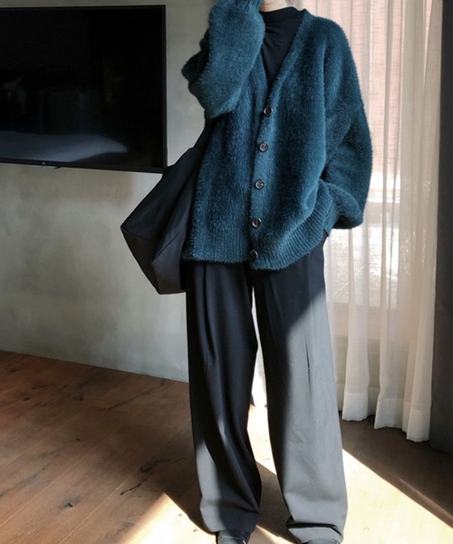 SpRay(スプレイ)の「シャギーロングカーディガン(カーディガン/ボレロ・レディース・オリーブ/アイボリー/ブラック/チャコールグレー/ブルー/ボルドー・FREE)」の11枚目の写真