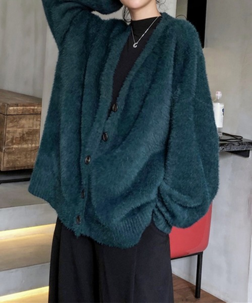 SpRay(スプレイ)の「シャギーロングカーディガン(カーディガン/ボレロ・レディース・オリーブ/アイボリー/ブラック/チャコールグレー/ブルー/ボルドー・FREE)」の10枚目の写真