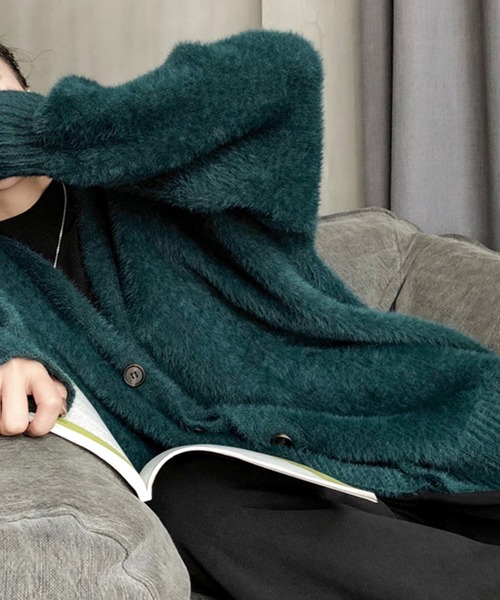 SpRay(スプレイ)の「シャギーロングカーディガン(カーディガン/ボレロ・レディース・オリーブ/アイボリー/ブラック/チャコールグレー/ブルー/ボルドー・FREE)」の9枚目の写真