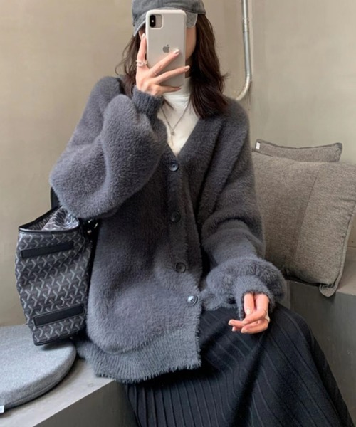 SpRay(スプレイ)の「シャギーロングカーディガン(カーディガン/ボレロ・レディース・オリーブ/アイボリー/ブラック/チャコールグレー/ブルー/ボルドー・FREE)」の18枚目の写真