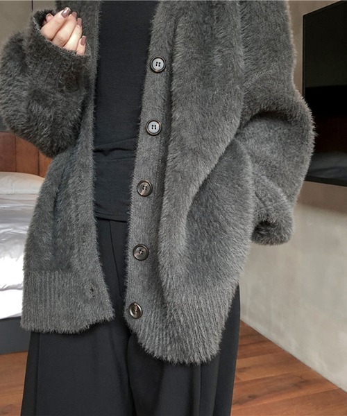 SpRay(スプレイ)の「シャギーロングカーディガン(カーディガン/ボレロ・レディース・オリーブ/アイボリー/ブラック/チャコールグレー/ブルー/ボルドー・FREE)」の15枚目の写真