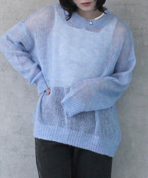 SELECT LEVERY(セレクトリベリー)の「グラデーションメッシュニット(ニット/セーター・レディース・グリーン/グレー/ブルー/ラベンダー・MEDIUM)」の4枚目の写真