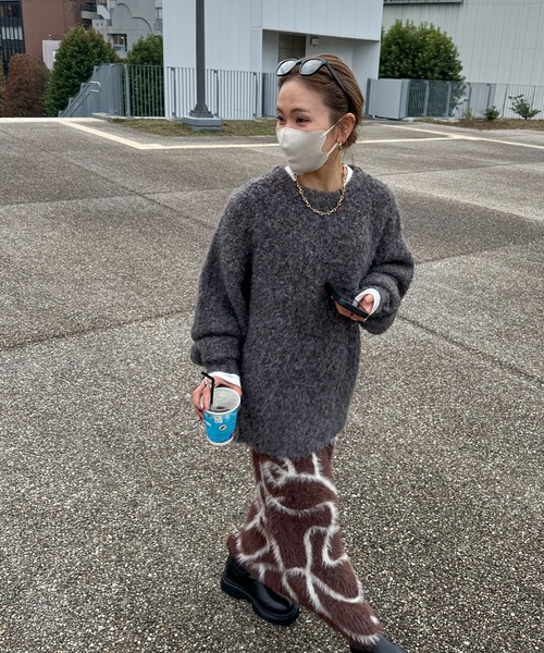 feepur by saya（フェピュールバイサヤ）の「【XSサイズあり/ハンドウォッシャブル】ニュアンス柄シャギーニットスカート（スカート・レディース・ブラウン/ブラック/グレー/オフホワイト・X-SMALL/MEDIUM）」の14枚目の写真