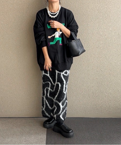 feepur by saya（フェピュールバイサヤ）の「【XSサイズあり/ハンドウォッシャブル】ニュアンス柄シャギーニットスカート（スカート・レディース・ブラウン/ブラック/グレー/オフホワイト・X-SMALL/MEDIUM）」の12枚目の写真