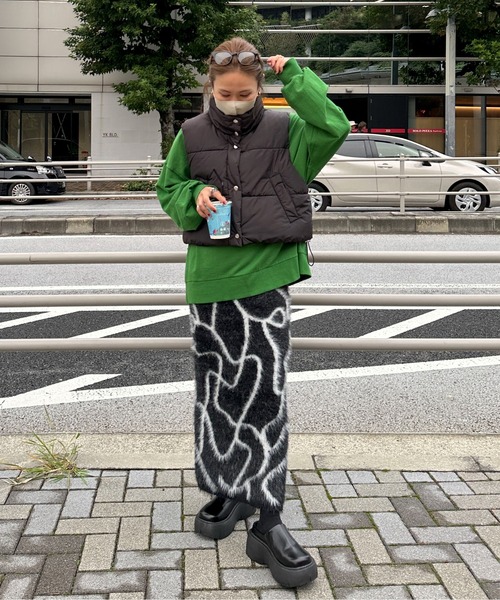 feepur by saya（フェピュールバイサヤ）の「【XSサイズあり/ハンドウォッシャブル】ニュアンス柄シャギーニットスカート（スカート・レディース・ブラウン/ブラック/グレー/オフホワイト・X-SMALL/MEDIUM）」の9枚目の写真