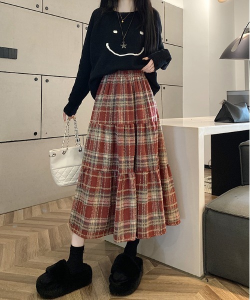 gossip!ロサンゼルス(ゴシップロサンゼルス)の「ヴィンテージスタイル チェック柄スカート Y2K(スカート・レディース・ブラック/ワイン/ブルー/ブラウン・FREE)」の19枚目の写真